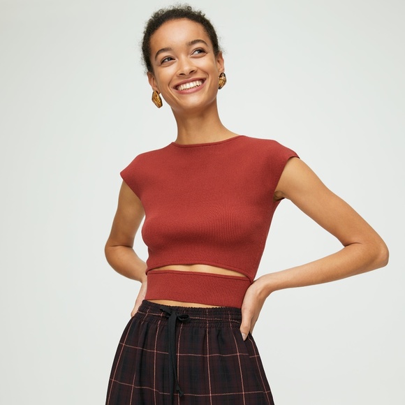 Aritzia Tops - Wilfred Free Cut-Out Knit Top - XS Dusk Rose